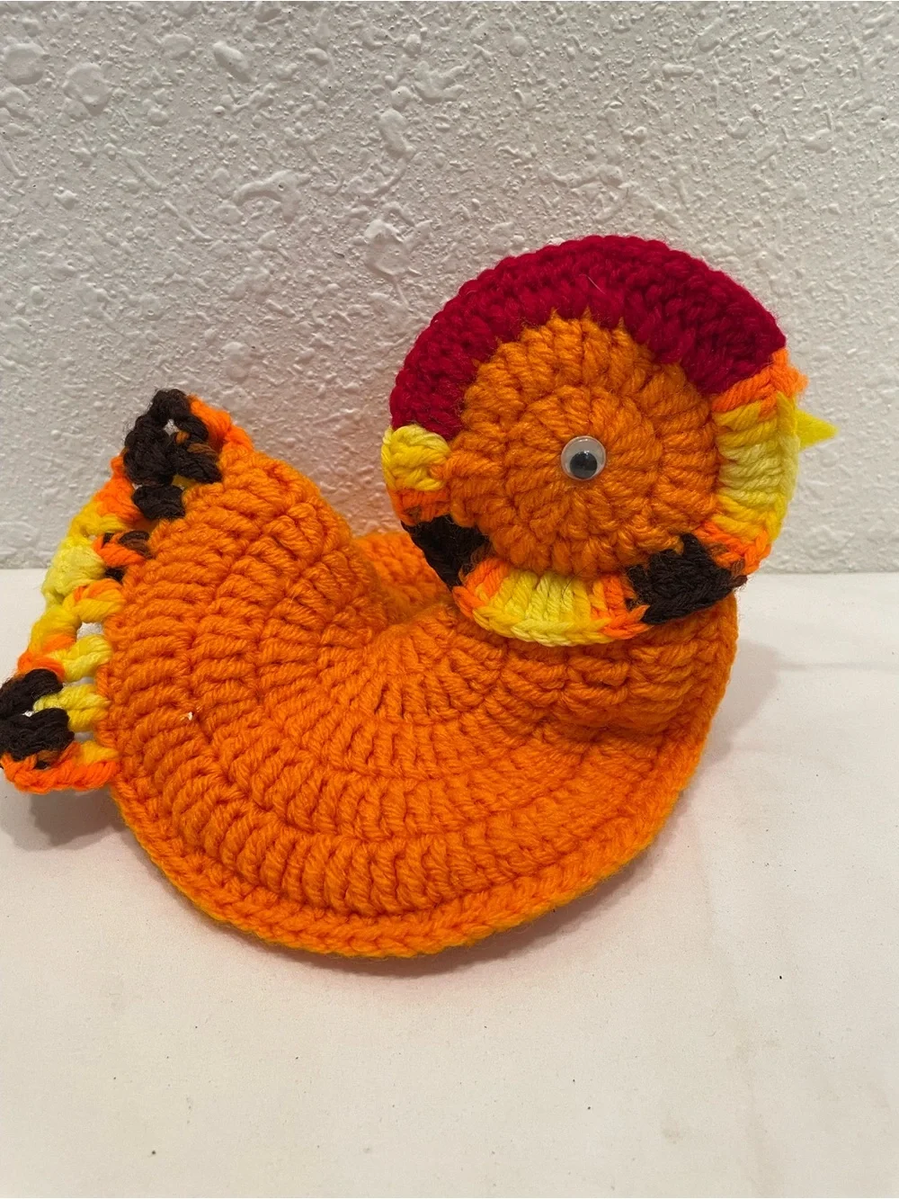 Handmade Crochet Turkey Coasters Set - Orange & Brown